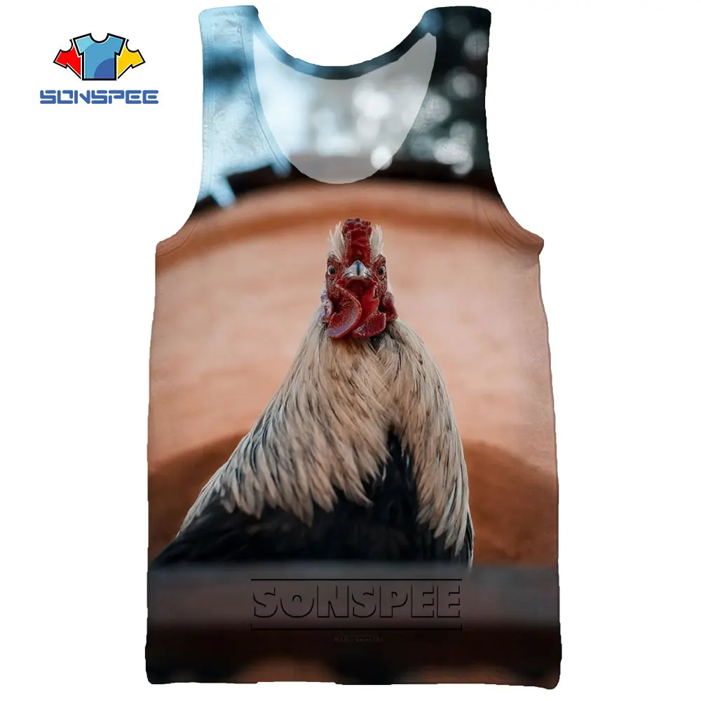 

SONSPEE 3D Print France Gallic Rooster Chicken Fowl Summer Beach Men's Tank Tops Casual Bodybuilding Gym Muscle Sleeveless Vest