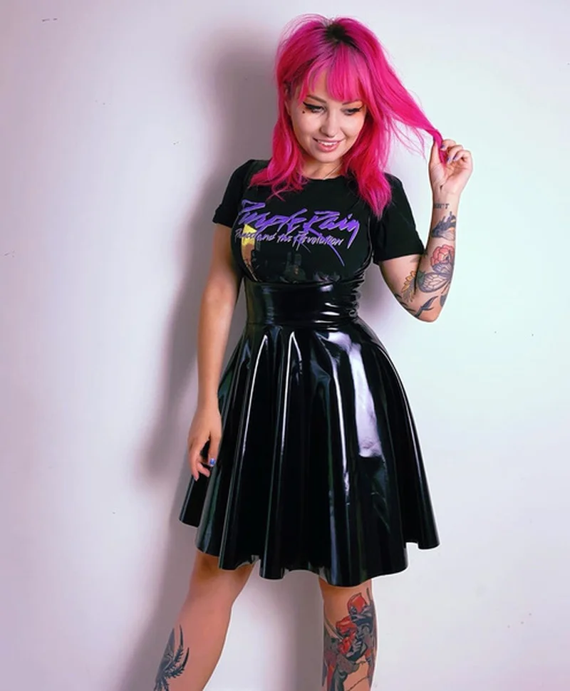 

Gothic Dress Women 2021 Summer Fashion Black High Waist Corset Suspenders Dress Punk Style Leather Dresses Cosplay Costume