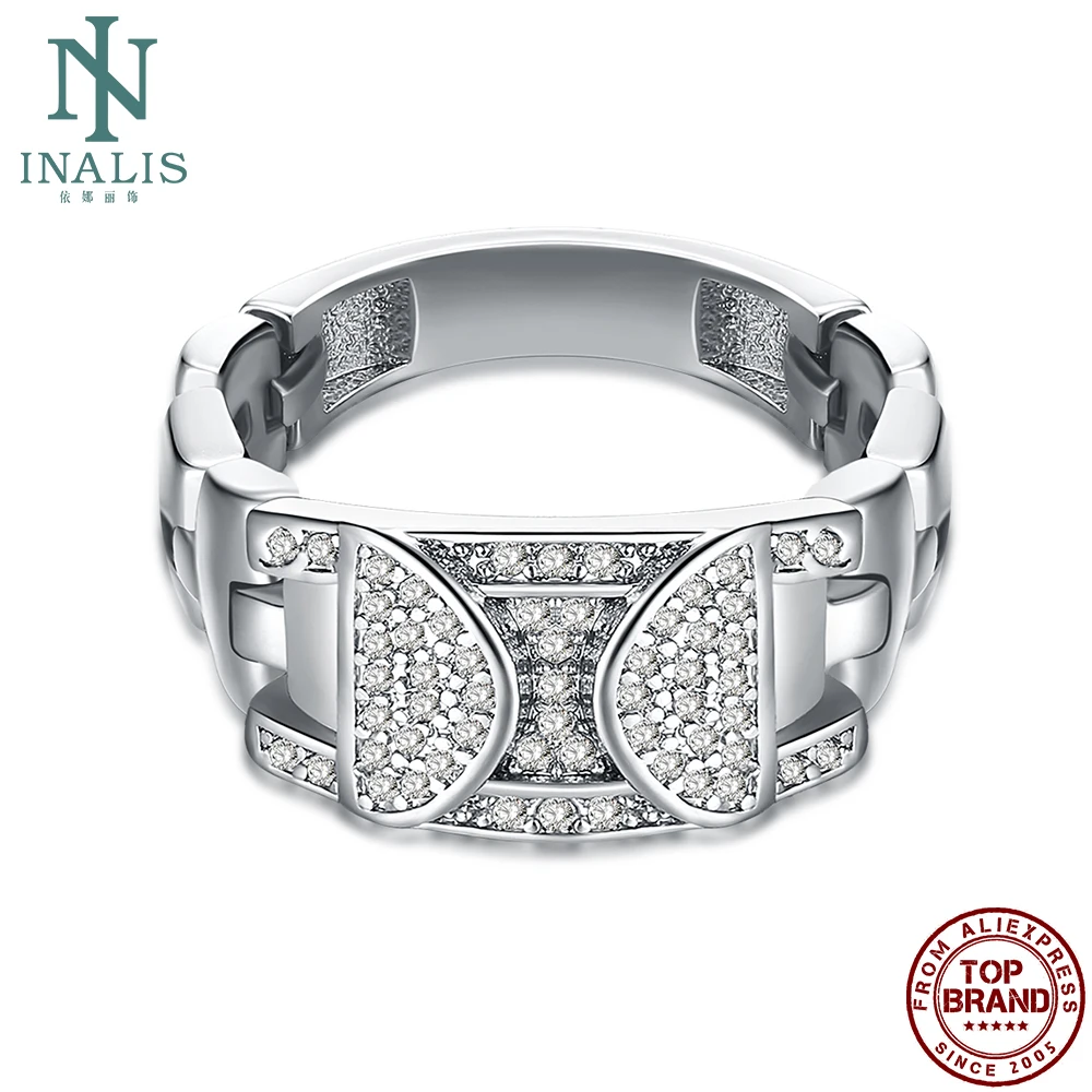 

INALIS White Geometric Rings For Women And Men Full Dazzling 5A Clear Cubic Zirconia Unisex Ring Engagement Fashion Jewelry New