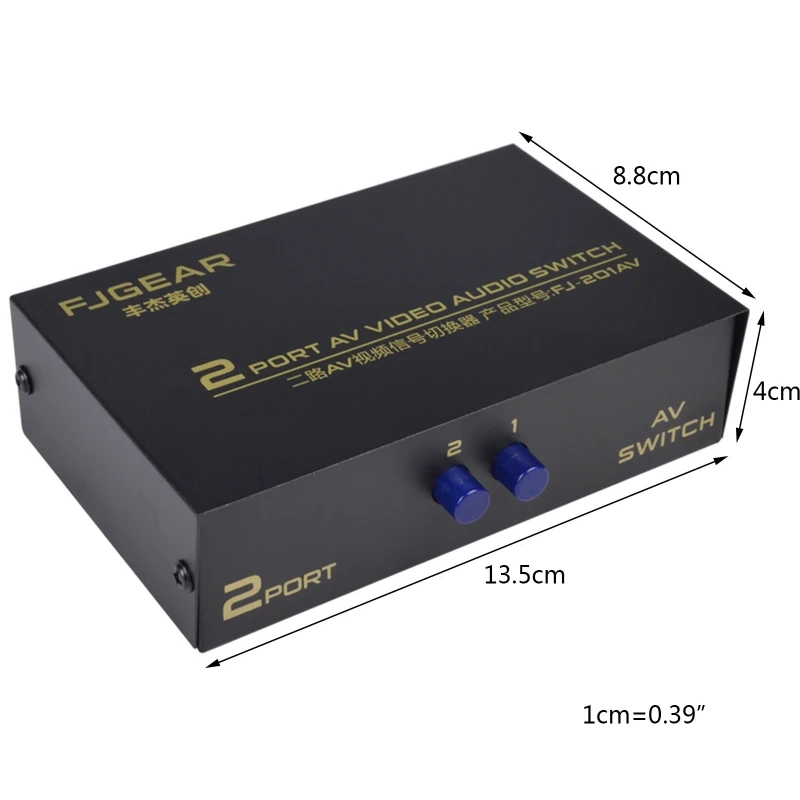 

2 Port AV RCA Switch 2 in 1 out Composite Video L/R Selector Box for DVD Player 72XB