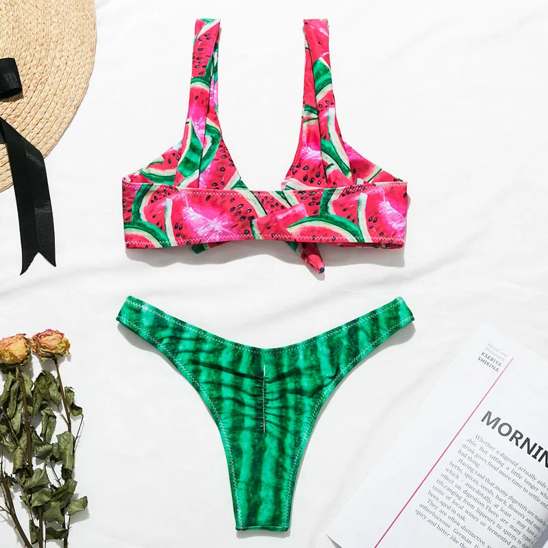 In-X Watermelon swimsuit female Sexy knot bikinis mujer Push up swimwear women bathers Summer beach wear bathing suit new