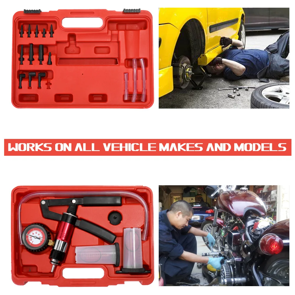 

HandHeld Professional Vacuum Pump Car Motorbike Self Vacuum Pump Kits Brake Bleeder Tester Set Brake Bleeder Screw Adapter
