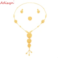 adixyn gold ball shape earrings necklace ring jewelry set for women gold color dubai vintage jewelry n1021h4
