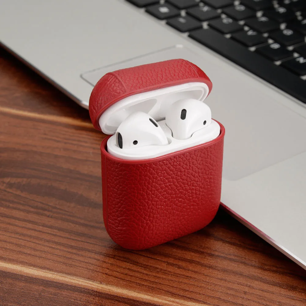 LISM чехол из натуральной кожи для Apple Airpods 1/2 противоударный ПК чехол для AirPods протектор для наушников Litchi шаблон чехол Капа