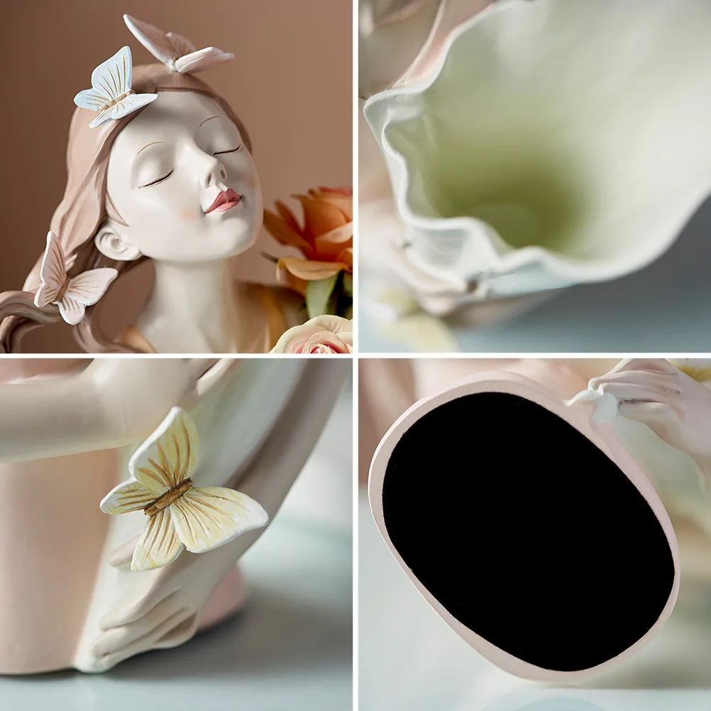 

Butterfly Girl Resin Sculpture Character Model Vase Modern Home Decor Living Room Bedroom Countertop Vase Gift Nordic Decor Home
