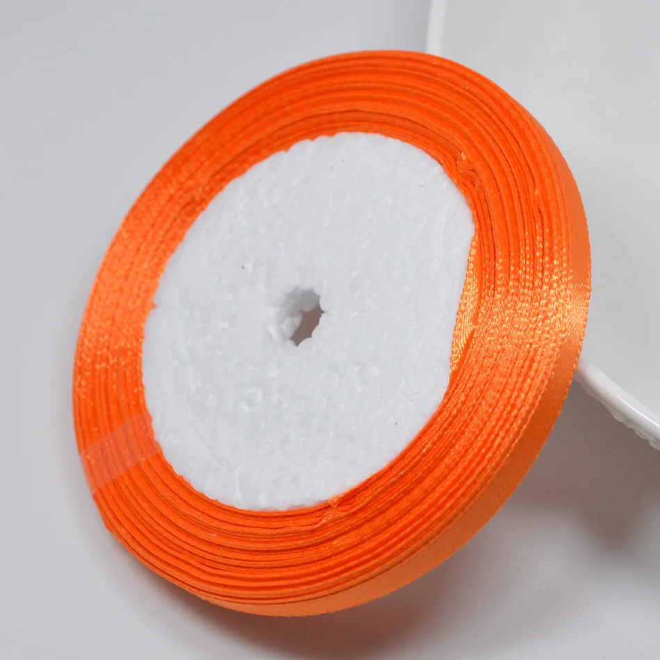 No 25 Orange 6 мм 1 см 1,5 см 2 см 2,5 см 4 5 см атласными лентами DIY искусственный шелк розы Ремесла поставок швейной фурнитуры Скрапбукинг Материал - Цвет: No 25 Orange
