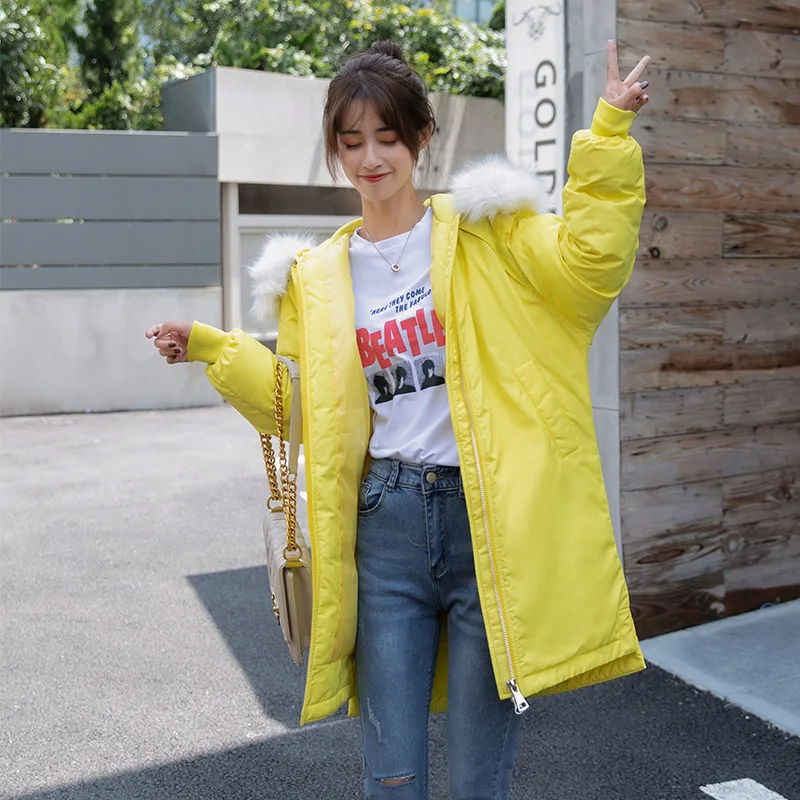 

Warm Outerwear Winter Hooded Parka Women Slim Long Jacket With Fur Collar Warm Winter Jacket Female Coat 2020 New M344