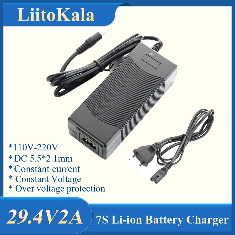 

New Liitokala High Quality 18650v 2a Electric Bike 29.4 Lithium Battery Charger for 24v 2a Lithium Battery Connector Charger