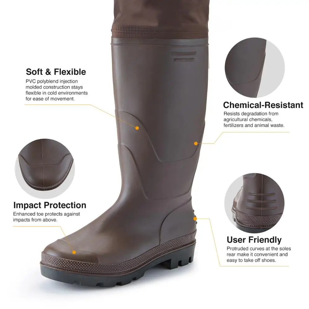 TideWe коричневые многоцелевые хип Waders легкие ПВХ рыбацкие сапоги Hip Boots охотничьи