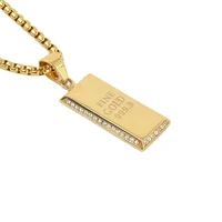 316l stainless steel 999 9 fine pendant necklace gold color rhinestones hip hop necklace