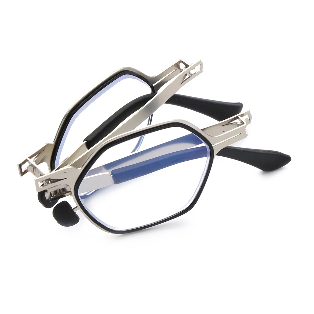 Gafas de lectura plegables con estuche para hombres y mujeres, lentes con bloqueo de luz azul para presbicia, hipermetropía, ordenador, antifatiga ocular