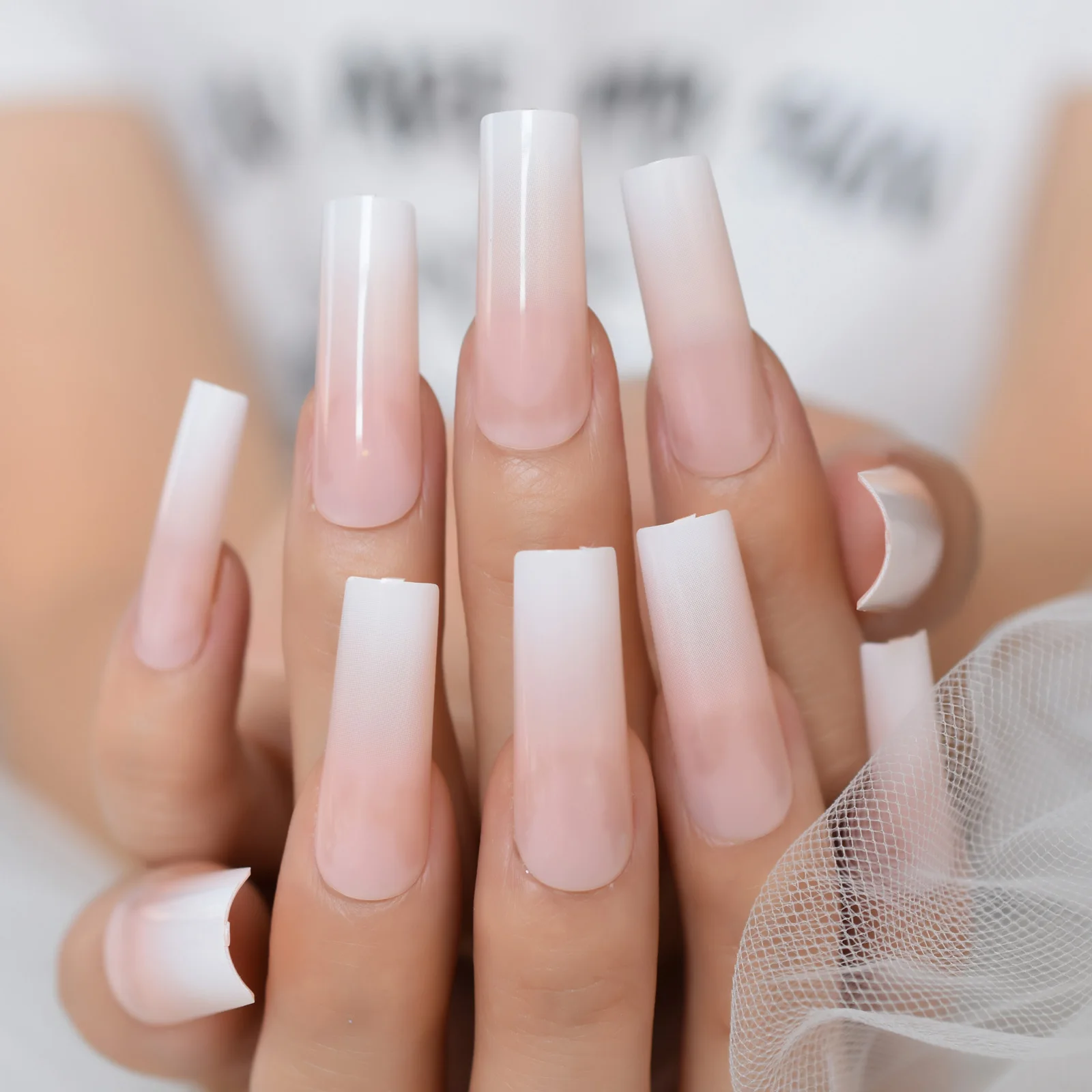 On Nails White Extra Long Natural Fingernails Nov