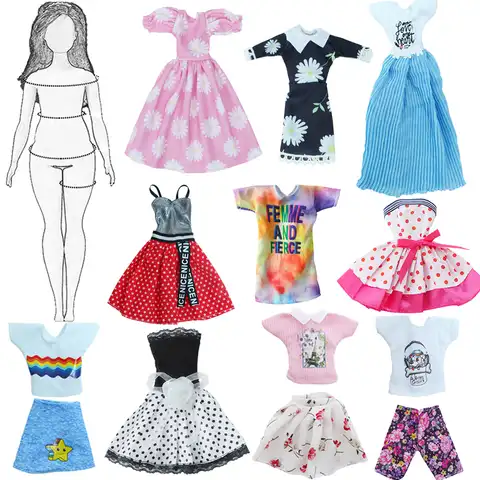 Модный наряд с пышными платьями, повседневная одежда, юбка, рубашка, аксессуары, Одежда для куклы Барби, «сделай сам», кукольный домик, игруш...