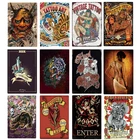 Жестяная вывеска для татуировок, винтажная, для парикмахерской, студии татуировок, декор для стены магазина