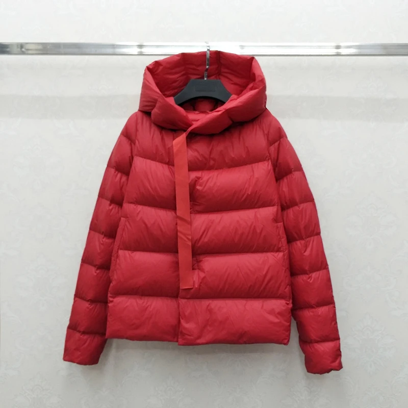 

2021 New Winter Jacket Women Ultra Light 90% White Duck Down Jacket Hooded Warm Long Sleeve Female Short Down Parka Army Green