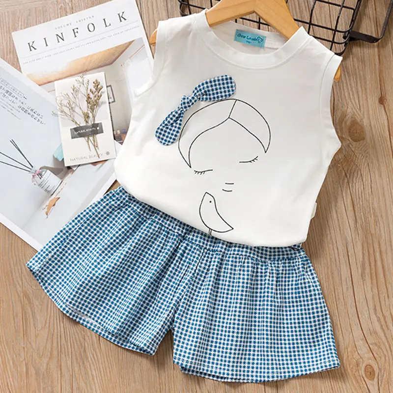 AZ333 white Bear leader/комплекты одежды для девочек; новая одежда для девочек; модный топ с короткими рукавами+ штаны в полоску; Детский костюм; модная детская одежда - Цвет: AZ333 white