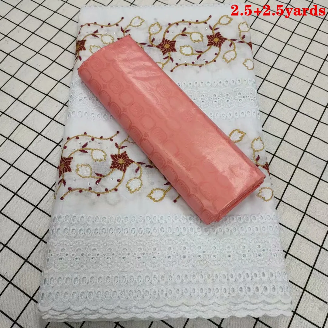 

Новейшая африканская ткань Bazin Riche Brode, комбинированная швейцарская вуаль, хлопковое кружево 2,5 + 2,5 ярдов, морская парча, кружевная ткань CP021