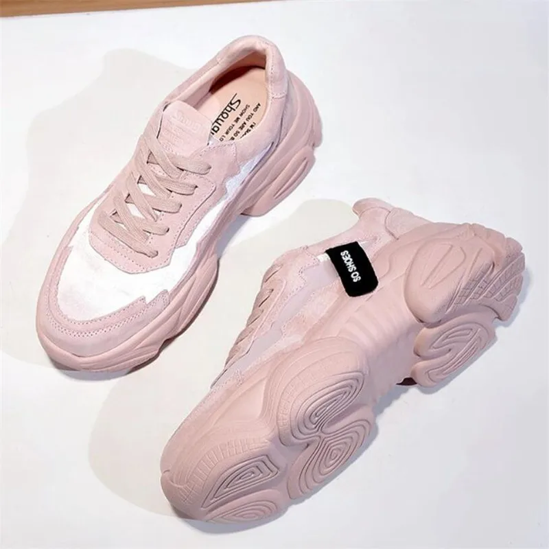 

Mhysa Women's Chunky Sneakers 2019 Fashion Women Platform Shoes Lace Up Pink Vulcanize Shoes Womens Female Trainers Dad Shoes