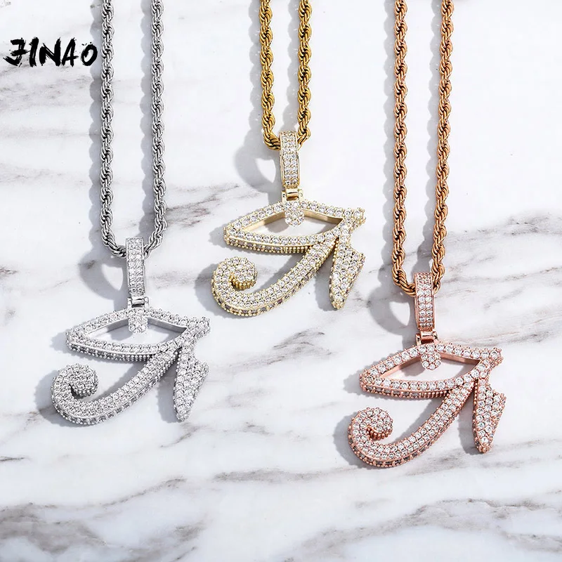 

JINAO 2020 October NEW HIP HOP PENDANT High Quality Iced Out AAA+CZ Demon Eye Pendant With 4mm Tennis Chain Jewelry For Gift