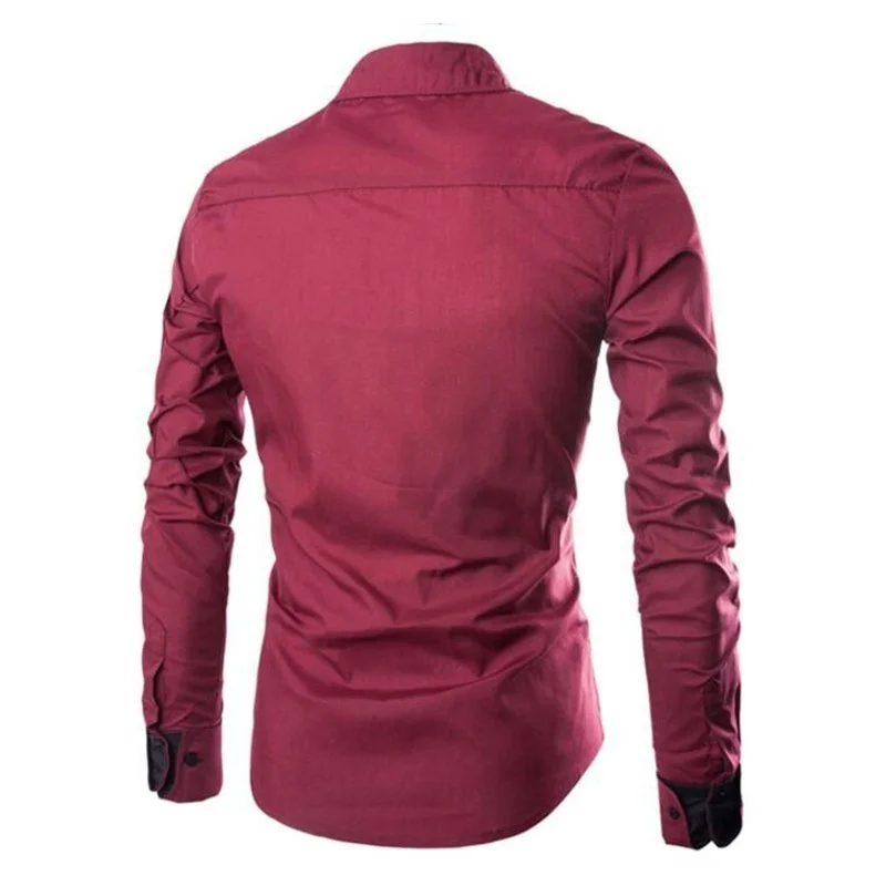 #36 рубашки для Для мужчин белые топы с отложным воротником легкий сухой красные