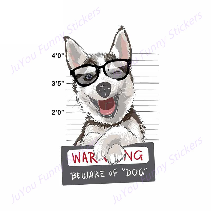 

JuYou Funny Stickers Exterior Accessories Husky Beware of Dog Wall Car Stickers Decal Laptop Bumper Windshield Decoration