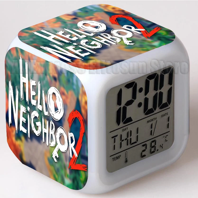 

Hello Neighbor Alarm Clock Alpha Kids Children Toys Led Reloj Despertador Digital Electronic Wake Up Light Table Reveil Wekker