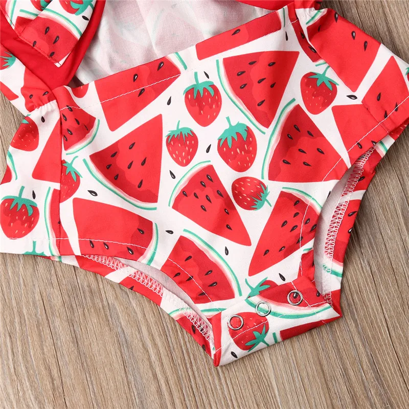 Милый купальник для новорожденных девочек с принтом арбуза клубники трубчатые