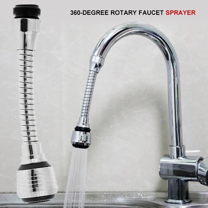Поворотный смеситель насадка 360 градусов кухонный серебристый Гибкий Смеситель