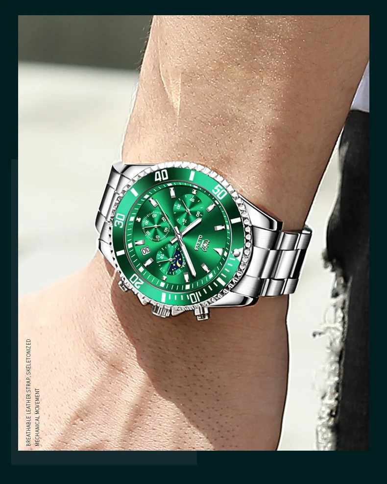 

Green Waterproof Sports Men Watch Luxury Rotation ring Army Business Stainless Steel montre homme Dive Wristwatch Reloj Hombre