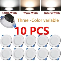 10pc 5w dimmable led downlight 3color recessed led ceiling light spotlight 85 265v kitchen lights