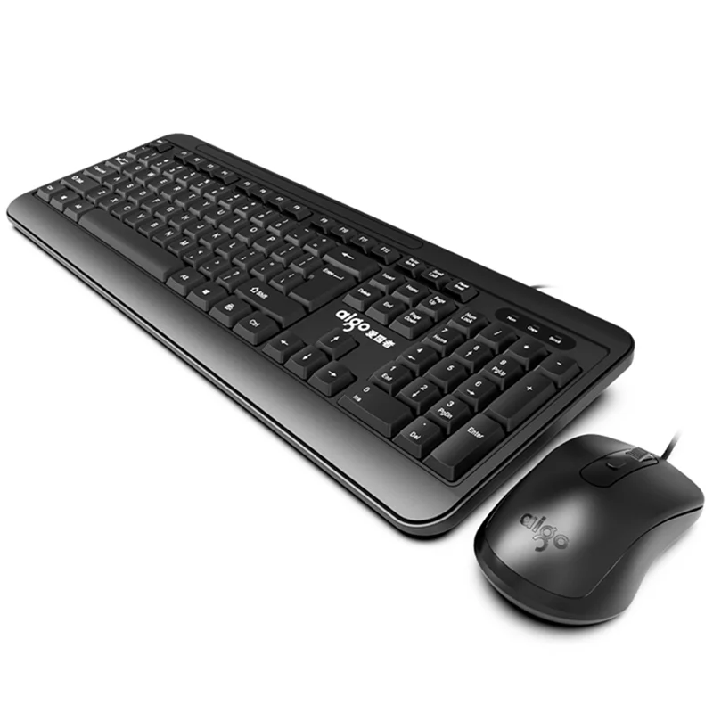 

Aigo Wired Keyboard Mouse Combo 104 keys Keyboard Waterproof 4 Keys Mouse 4800DPI Silent Windows XP/8/7,Vista,MAC For PC Laptop