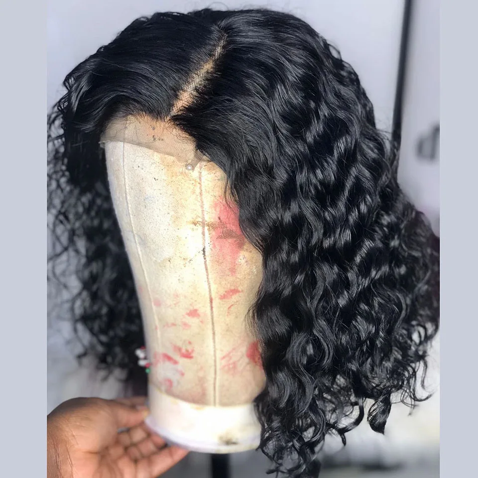 

Естественный цвет/кружевной передний парик с эффектом омбре женский прозрачный бразильский парик с короткими вьющимися волосами для черны...