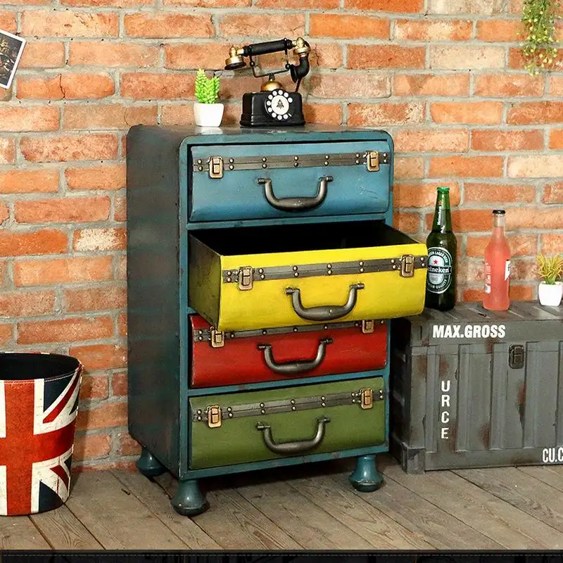 Винтажный маленький городской железный шкаф для гостиной напольный