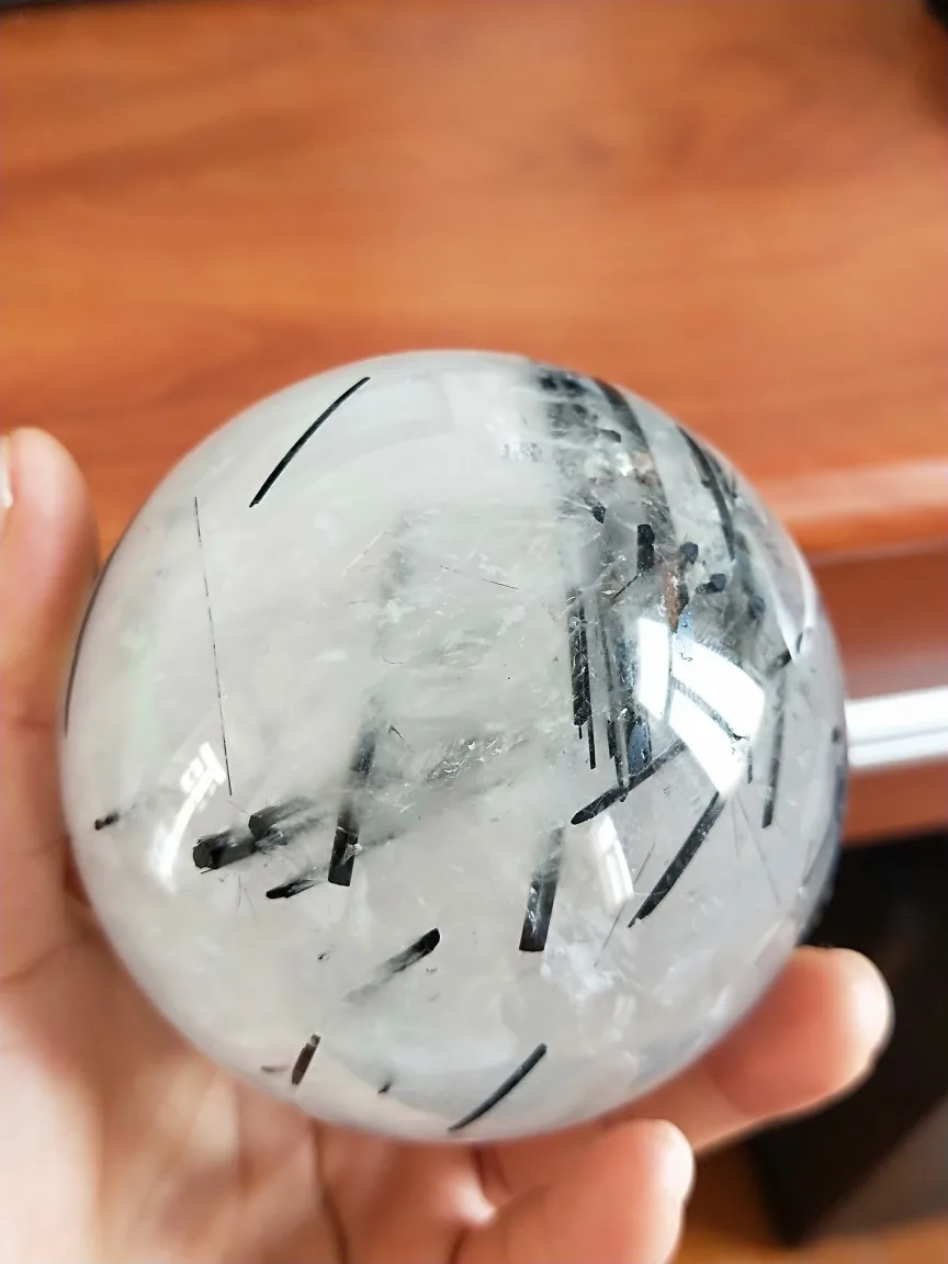 

55mmNatural Black Rutilated Quartz crystal sphere black tourmaline crystal reiki healing ball