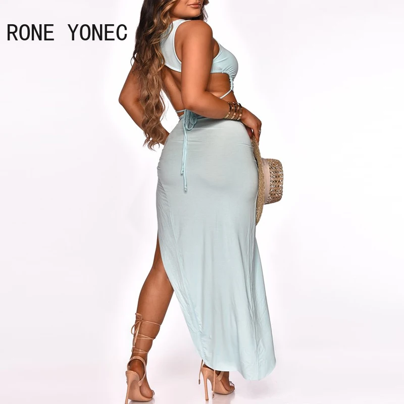 Женский повседневный летний костюм топ с рюшами и юбка цветочным принтом высоким