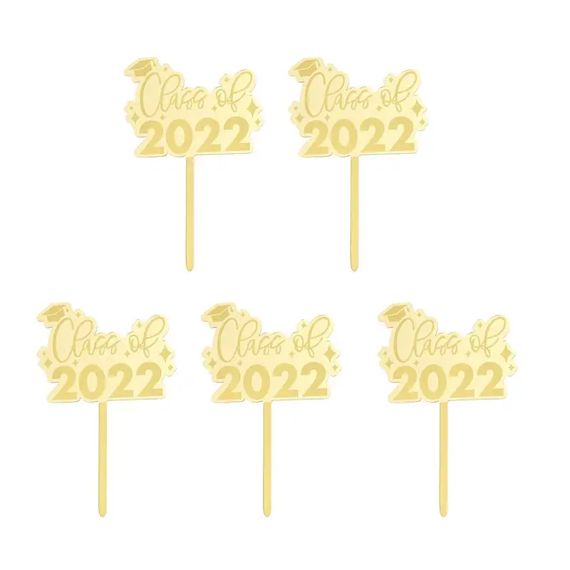 

5Pcs Graduation Themed Cake Topper Creative Case Insert Cards Simple Cake Decor