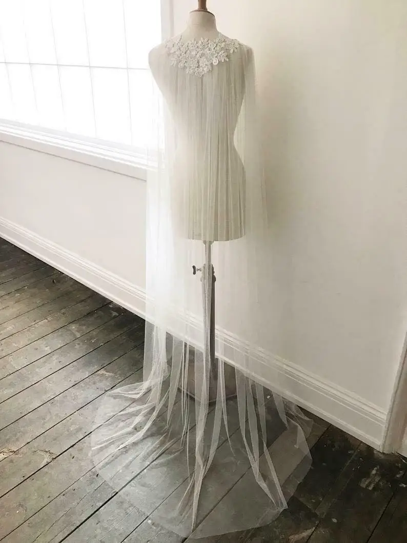 Новая свадебная накидка цвета слоновой кости длиной 2 5 м кружевная Тюлевая для