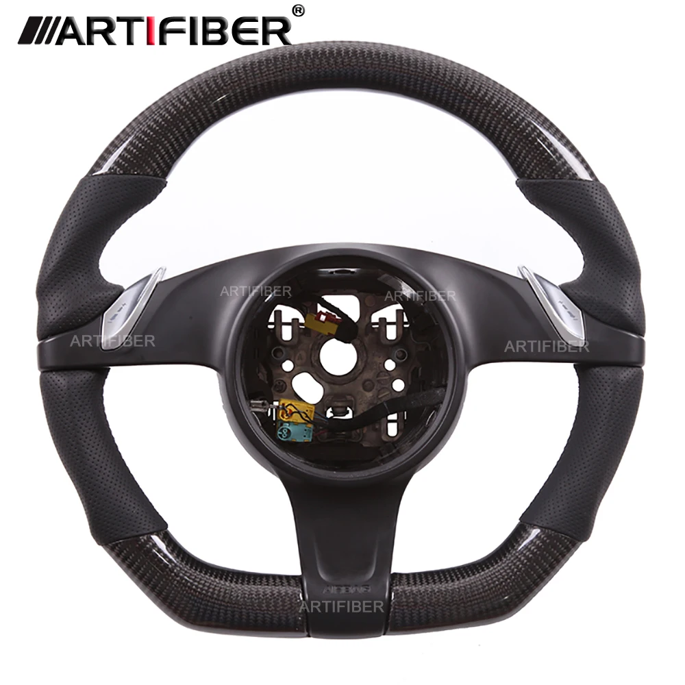 

Real Carbon Fiber Steering Wheel for Porsche 911 Cayenne Macan Panamera Taycan Boxster Cayman Spyder Tycan Panamera GTS