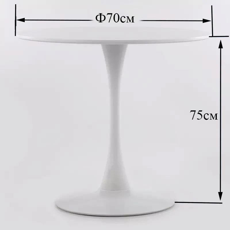 70cm White Домашний обеденный стол, белая краска полуматовая, стол на металлической основе, кухонный стол, круглый стол, современный стол, по России - Цвет: 70cm White