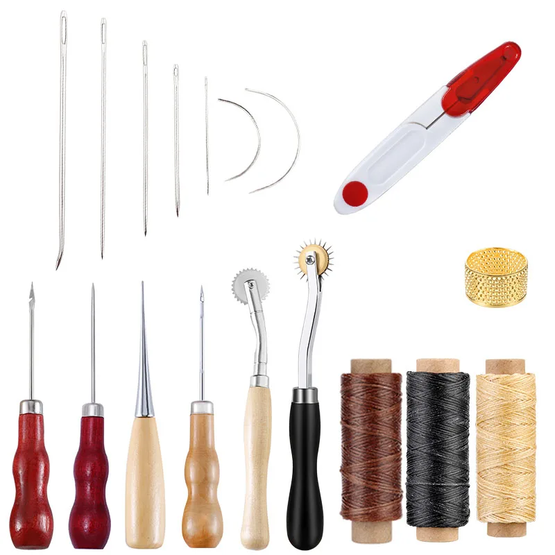 

LNDZ Professional Leather Craft Tools Kit Stitching Punch Carving Work Groover Set DIY Tool Set Leathercraft Accessories