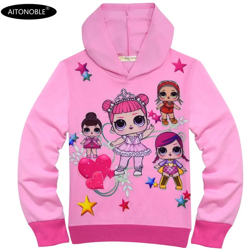 5104 Pink Aitonoble/ г. Новые осенние толстовки с капюшоном для девочек хлопковые толстовки с длинными рукавами детские свитшоты для детей, топы принцессы, одежда - Цвет: 5104 Pink