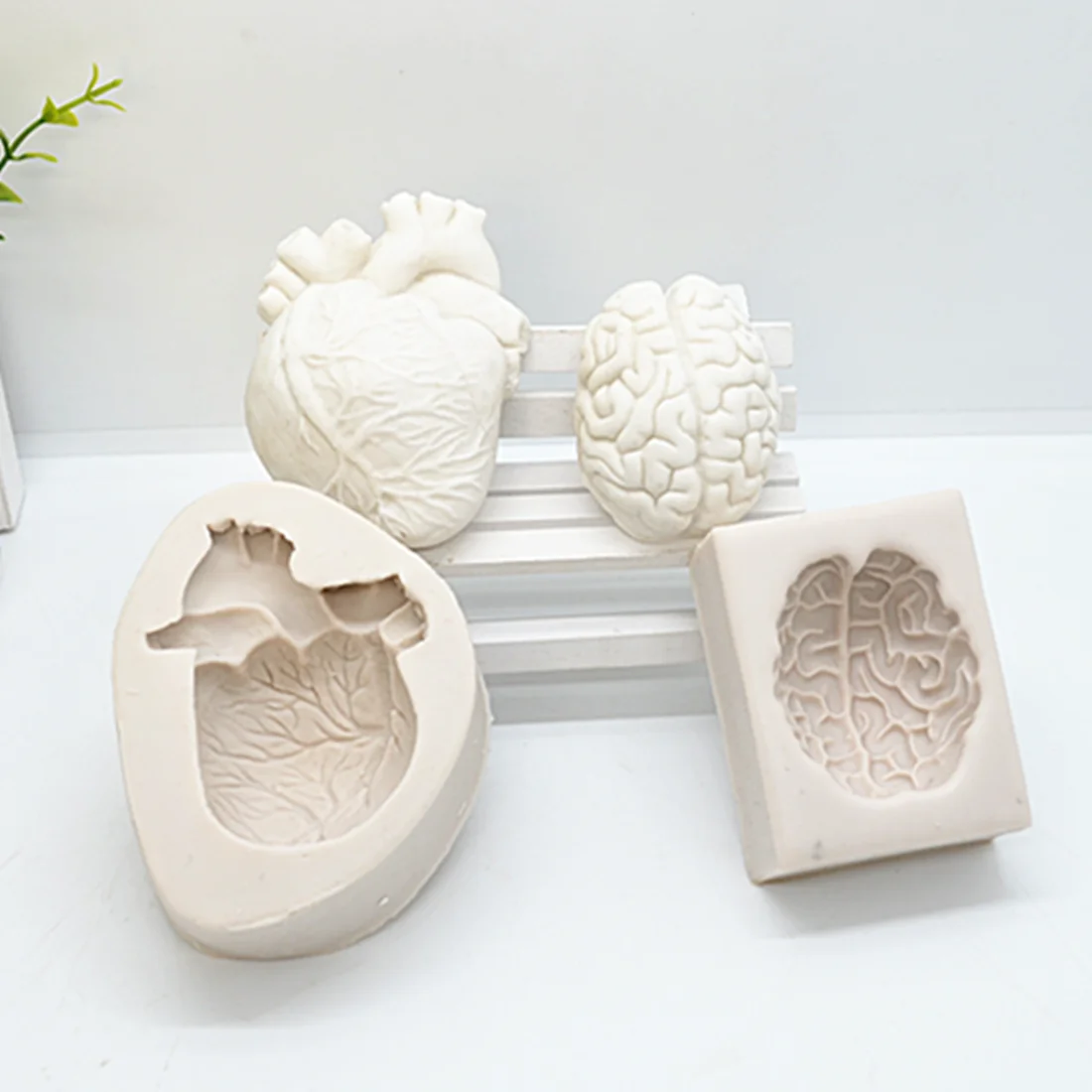 2pc 3D Heart And Brain Silicone Fondant Mold For Baking Cake Decorating Tools Cake Resin Molds Kitchen Baking Accessories FM2004