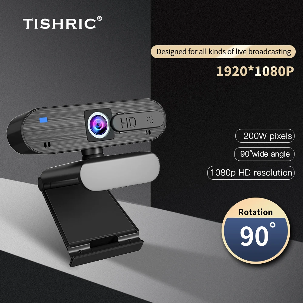 

TISHRIC H703 1080P Autofocus Webcam USB Computer PC Camera 200W Pixels Full HD 30 Frames Web Camera with Microphone Web Cam