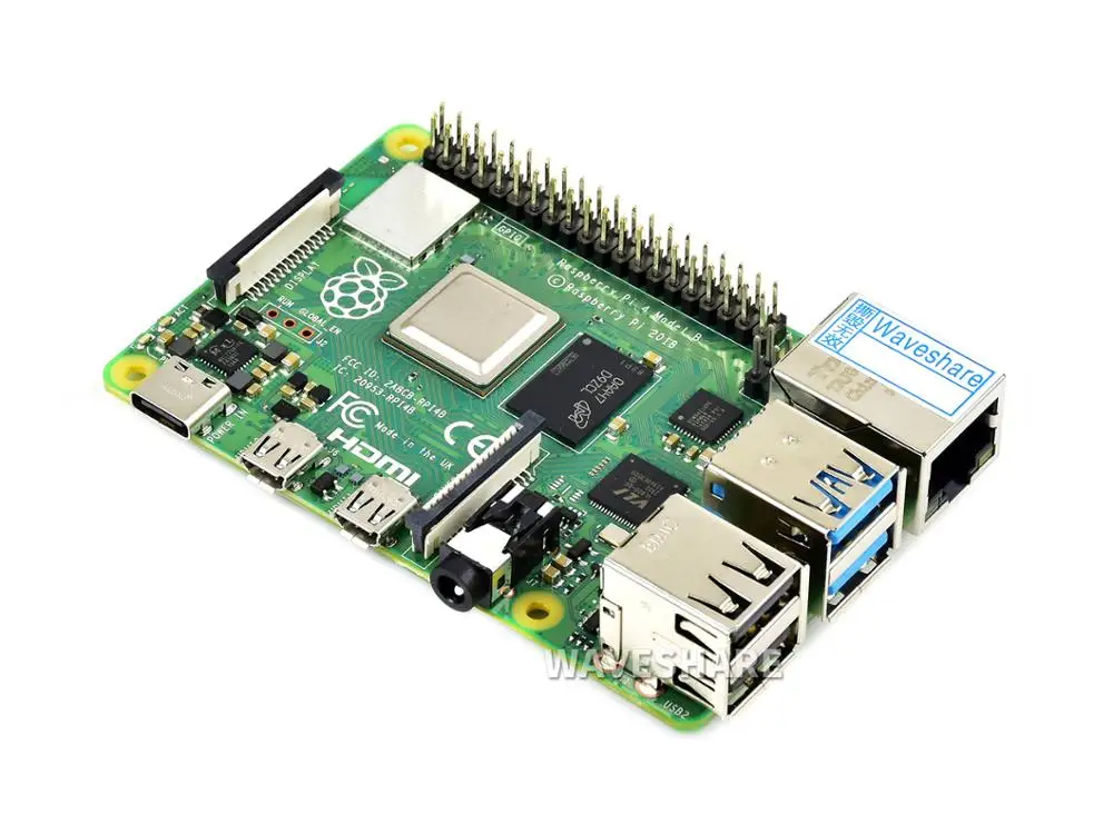 Четырехъядерный процессор Waveshare Raspberry Pi 4 Model B 8 Гб ОЗУ 64 бит 1 5 ГГц 4K двойной