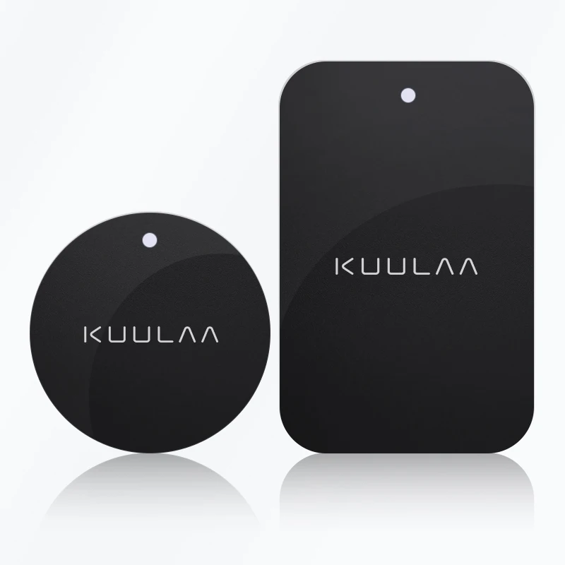 KUULAA Автомобильный держатель для телефона Магнитный Железный костюм 2 шт. металлическая пластина-диск Магнитная подставка для iPhone мобильного телефона приборной панели автомобиля - Цвет: Black