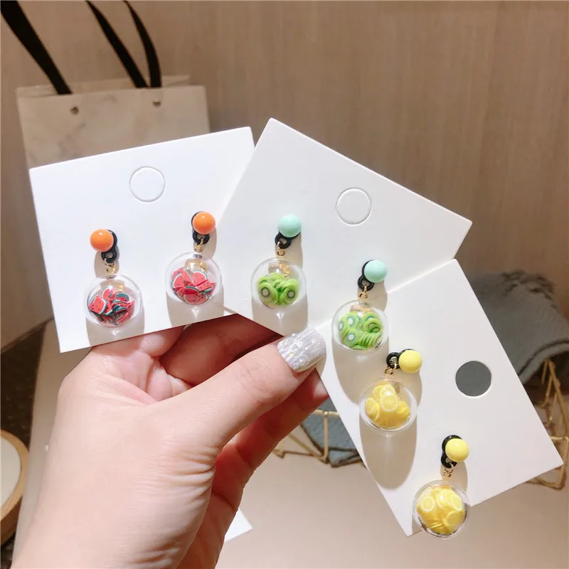 Женские серьги в Корейском стиле с прозрачными шариками и фруктовым арбуз милые