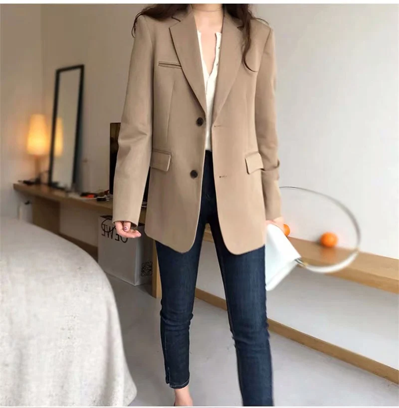 

Zoulv 2021 Spring Autumn Fashion Blazer Jacket Women Casual Pockets Long Sleeve Work Suit Coat Office Lady Solid Slim Blazers