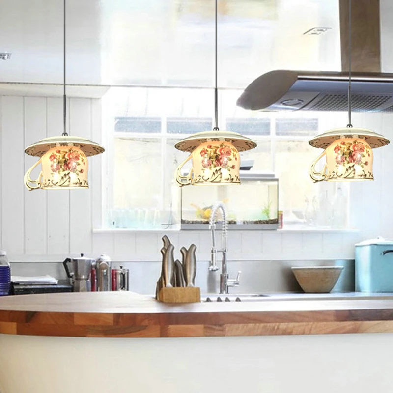 Креативная чашка с розами подвесной светильник Европа современная столовая