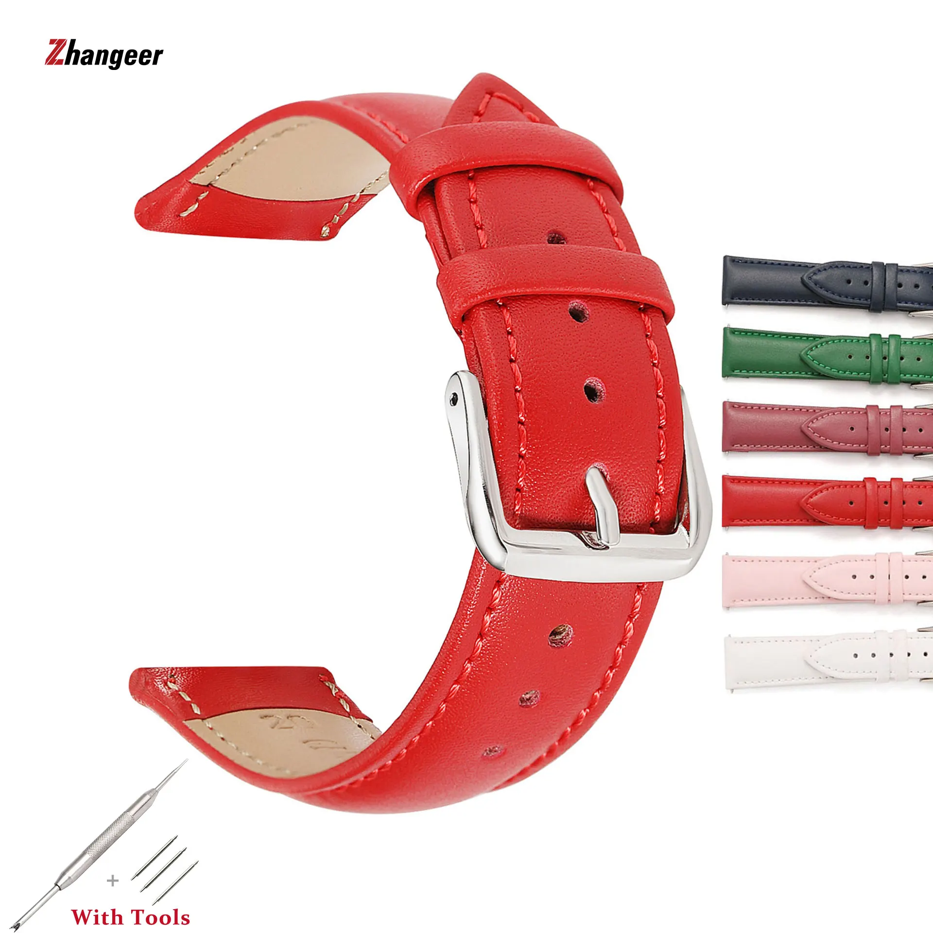 

New High Quality Genuine Leather Strap Plain Weave Watch Accessories Men Women Pin Buckle Replacement Watchband 10-24mm Belt
