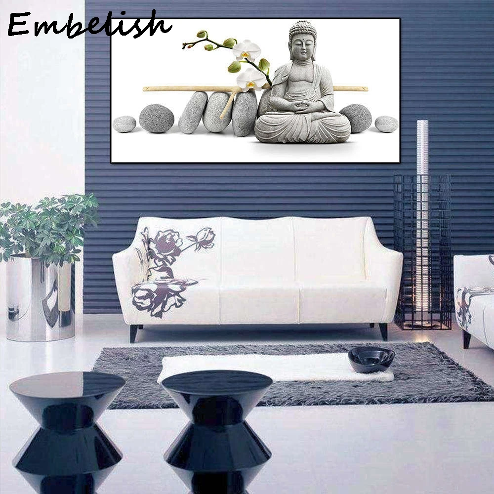 

1 Pieces Orchid White Buddha Statue Wall Art Pictures For Living Room HD Print On Canvas Oil Paintings Home Decor Bedroom Poster